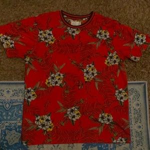 Red floral T shirt